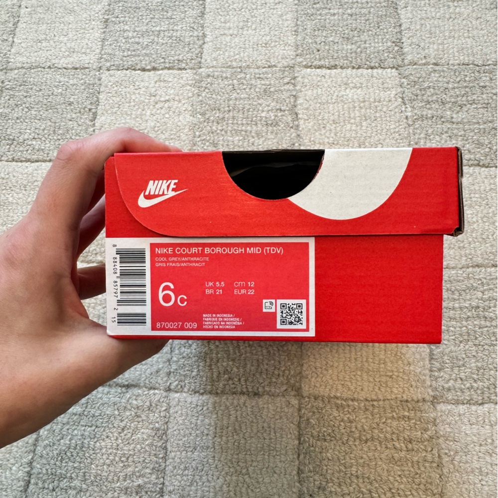 Nike Kids Red and White Shoe Box - Court Borough Mid
